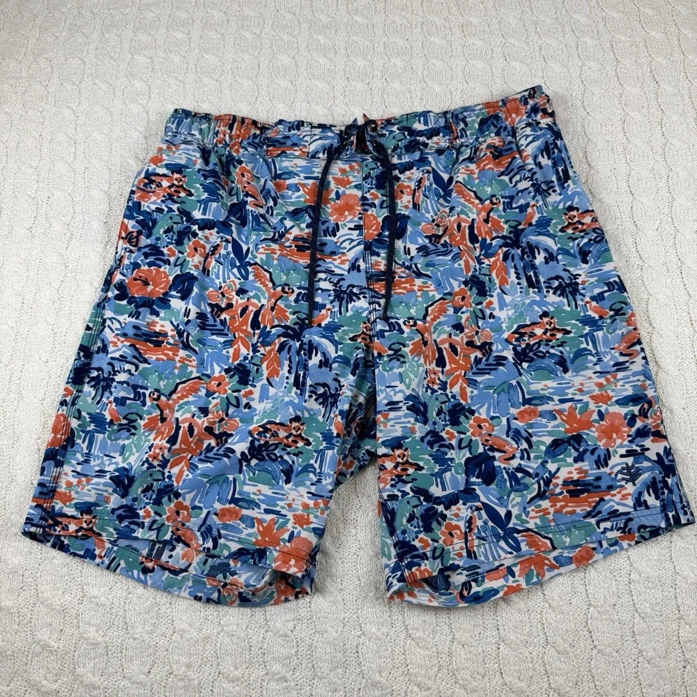 Coolibar Swim Trunks Board Shorts Men's XL Multicolor Animal Print Floral UPF50+